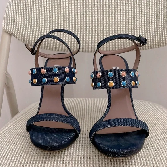 Tabitha Simmons, Studded denim heels, 38.5 (US 7.5) - Picture 3 of 5